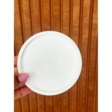 Imagem de Bandeja Decorativa Artesanal em Concreto Celular - Formato Oval, Multiuso para Mesa/Banheiro/Cozinha (Antimanchas e Resistente à Umidade)(Redonda Branca -11CM)