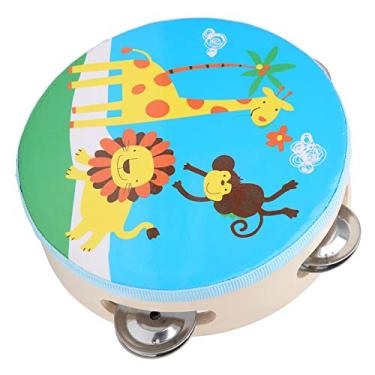 Imagem de RiToEasysports Tambor de Madeira para Crianças Com Pratos Pequenos, Brinquedo Musical Educacional para Expressão Criativa (girafa azul)