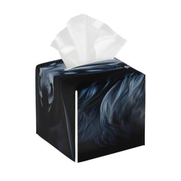 Imagem de Capa quadrada de couro para caixa de lenços de papel, impermeável, animal, cavalo, preto, retrô, organizador de papel facial com cinto inferior, estojo de lenços para mesa, banheiro, escritório, mesa