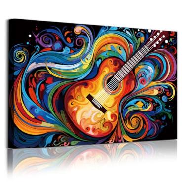 Imagem de Arte de parede de graffiti de guitarra, imagem de guitarra colorida, imagens de guitarra, tela de arte de parede para decoração de sala de graffiti, tela colorida de graffiti, arte de parede abstrata,