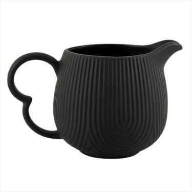 Imagem de Jarra Cremeira Leiteira Cerâmica Preta 300ml Com Alça Linha Oásis Para