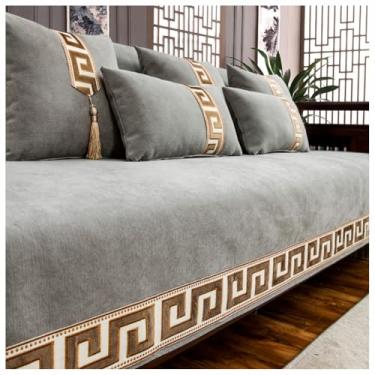 Imagem de SPXMQSS Capa para sofá, capa de sofá seccional, macia de chenille, 1/2/3/4 lugares, antiderrapante, capa de sofá de canto, protetor de móveis em forma de L 70 x 210 cm