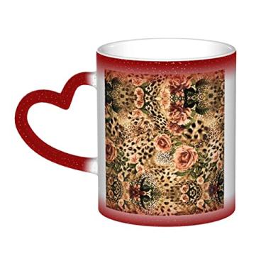 Imagem de Xícara de café divertida de leopardo listrado, copo de cerâmica que muda de cor sensível ao calor 12 Oz, para café/chá/leite/cacau, para adolescente/aniversário/festival/presentes