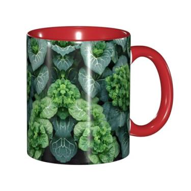 Imagem de Zeraoke Canecas de café criativas com impressão de suculentas verdes, personalizadas, presente para a família, tamanho de 325 ml, unissex