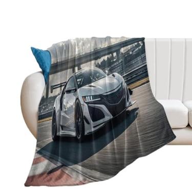 Imagem de HouLaiZhe Cobertor super macio de flanela JDM NSX movimento de alta velocidade leve cobertores refrescantes para sofá-cama cadeira sofá carro viagem ao ar livre leve quente 76 cm x 127 cm