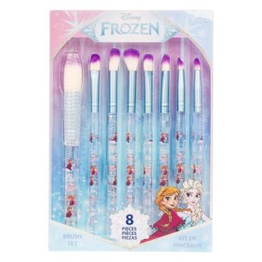 Imagem de Disney Frozen Conjunto de pincéis de maquiagem de 8 peças para sombra, iluminador, blush, cabelos macios, kit de maquiagem para meninas, por Townley Girl
