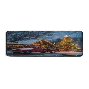 Imagem de Qilmy Tapete de caminho vermelho de Natal na frente da casa 183 x 61 cm, antiderrapante, antifadiga, confortável, tapetes longos para cozinha, quarto, sala de estar, banheiro, corredores, entrywa86
