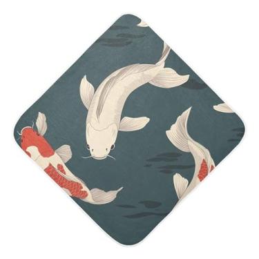 Imagem de Burbuja Toalha de banho de peixe japonês para bebês - Toalha com capuz de musselina macia e absorvente para recém-nascidos, 89 x 89 cm