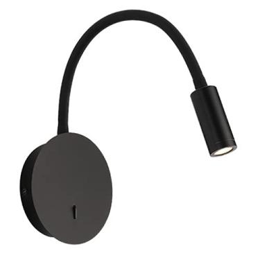 Imagem de Luminária de parede para leitura ao lado da cabeceira, arandela flexível com luz de foco ajustável de 3W, luminária de parede para cabeceira com detalhes em madeira.