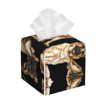 Imagem de Capa de caixa de lenços com estampa de cachorro pastor alemão, design quadrado à prova d'água para banheiro, caixa de mesa, carro e mais