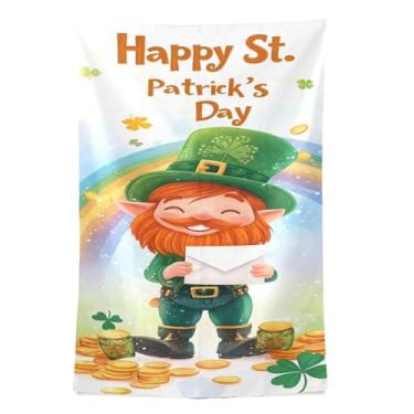 Imagem de STAYTOP Tapeçaria de parede de gnomos fofos do dia de São Patrício, tapeçarias para decoração de casa, dormitório, sala de estar, quarto, tapete de parede (60 × 51 pol.)