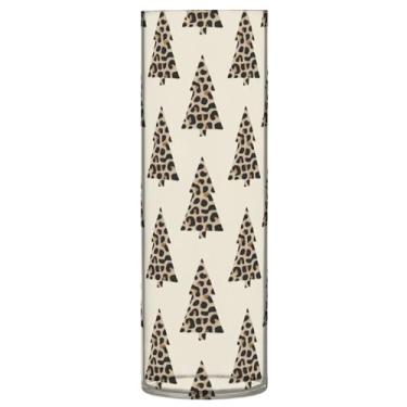 Imagem de Burbuja Vaso de flor de leopardo, árvore de Natal, não quebrável, alto, redondo, transparente, vaso cilíndrico para decoração de casa, escritório, buquê de casamento