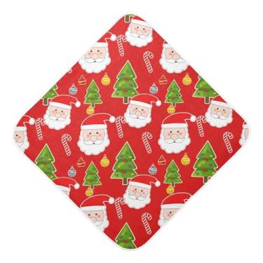 Imagem de Burbuja Toalha de banho para bebê com árvore de Papai Noel - Toalha com capuz de musselina macia e absorvente para recém-nascidos, 76 x 76 cm