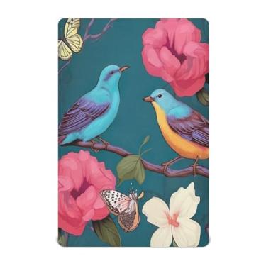 Imagem de xigua Lençol de berço com elástico de pássaro borboleta para meninas e meninos, macio e respirável, adequado para berço padrão e cama infantil 71 x 132 cm