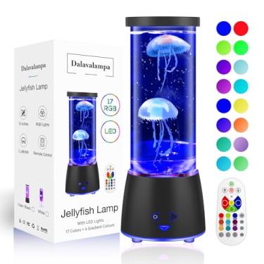 Imagem de Dalavalampa - Lâmpada de água-viva com 17 cores que mudam com controle remoto, luminária de mesa para tanque de água-viva, luz noturna de LED para crianças e adultos, lâmpada de humor de aquário,