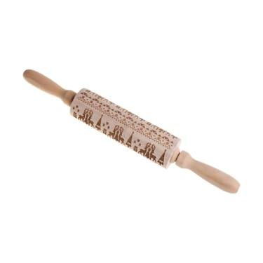 Imagem de Ｂｅｓｇａ Rolo de madeira com natalino e padrão esculpido, decoração de cozinha fofa e criativa para assar, utensílio para fazer tortas massas, Style B