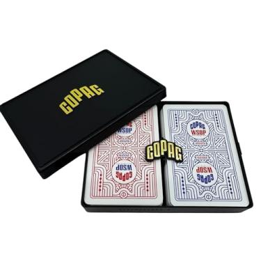 Imagem de Copag WSOP 2025 Retro Design 100% Plastic Playing Cards - Narrow Size (Bridge) Jumbo Index Blue/Red Double Deck Set