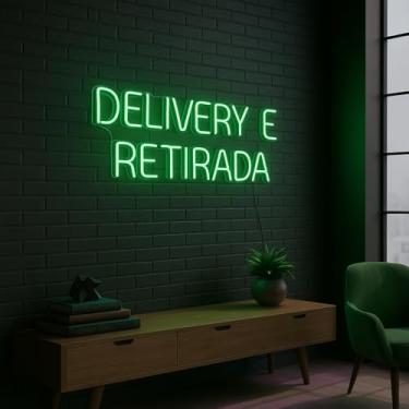Imagem de Placa Neon Led Luminária Letreiro Delivery E Entrega 62cm A Escolher 127/220v (Verde)