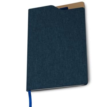 Imagem de Caderno de Anotações com Capa Dura em Poliéster, 80 Folhas Pautadas, Cor Bege, com Elástico (Caderno A5 RPET Azul)