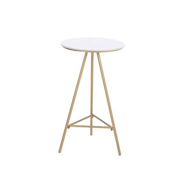 Imagem de Mesa de bar Mesa de bar pequena ferro moderna para lazer em casa, mesa alta mármore para espaços estreitos(Branco)