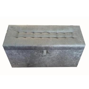 Imagem de Banqueta Decorativa Com EspaçO De Armazenamento - FáCil Acesso(Cinza Suede,Pés em PVC)