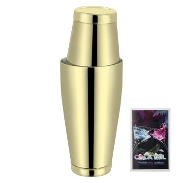 Imagem de Conjunto de coqueteleira, coqueteleira profissional Boston, batedeira de aço inoxidável para barman, ferramentas essenciais de bar, latas de metal para bartender, 597 g, 800 ml (1, dourado)