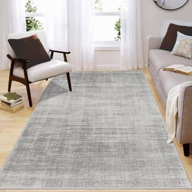 Imagem de Enkor Tapetes de área, 10 x 15 cm, lavável, antiderrapante, abstrato, macio, para sala de estar, quarto, tapete moderno para entrada de cozinha, cinza claro