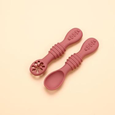 Imagem de Conjunto de talheres de silicone para bebês, utensílios de cozinha texturizados
