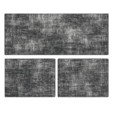 Imagem de Jogo Passadeira Tapete Para Cozinha Antiderrapante 3 Peças Moderno Cores Diversas(Obra Arte Cinza)