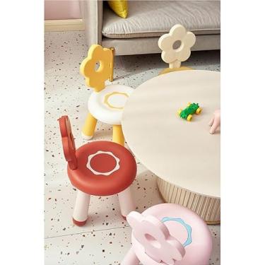 Imagem de GOWENIC Linda Cadeira de Atividades de Plástico para Crianças - Proteção Científica da Coluna, de Encosto de Flor, Ideal para Desenhar Imagens, Moldagem por Injeção de PP (Morango)