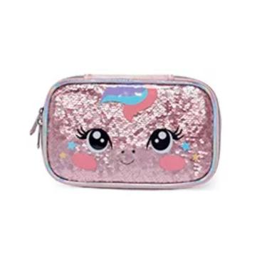 Imagem de Estojo Box Pack Me Unicórnio Brilhosa Rosa Escolar
