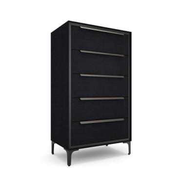 Imagem de Cômoda de tecido premium Naima – estrutura de metal forte, 5 gavetas espaçosas à prova de queda com alças de metal elegantes – solução de armazenamento premium e durável para sua casa (preto)