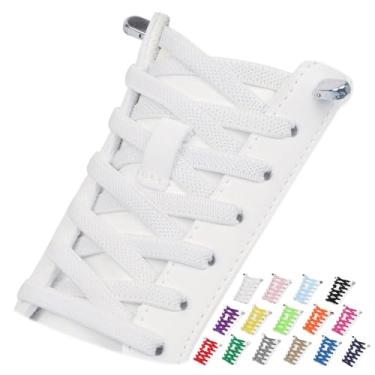 Imagem de Puzeam 2 pares de cadarços elásticos sem cadarço para tênis, cadarços sem amarração para adultos e crianças, Branco, 39 Inch ( 100cm )