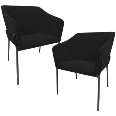 Imagem de Kit 2 Cadeiras Para Sala De Jantar Estar Living Olívia L02 Suede Preto - Lyam Decor