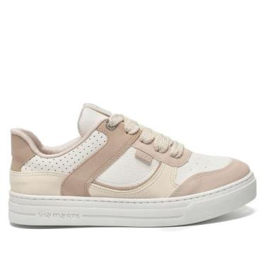 Imagem de Tênis Feminino Via Marte Nobuck Perfuros Bege Off White, Bege, 36