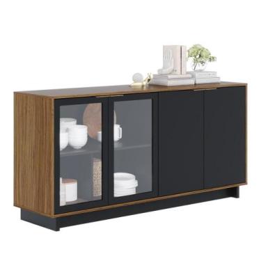 Imagem de Aparador Buffet De Jantar 04 Portas C04 Preto Noce Milano - LYAM DECOR