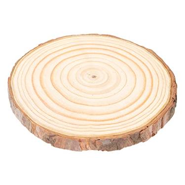Imagem de SIWOTED Fatias de madeira natural Toras de pinheiro redondas DIY artesanato pintura decoração de festivais de casamento (Tipo 5 (8,3 x 8,3 x 3,5 pol.) 11~12 cm)