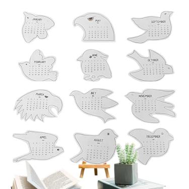 Imagem de Calendário Aves 2026, Planner de Arte Divertido para Mesa de Escritório, Calendário Familiar Com 12 Meses, Para Agenda Decoração Doméstica Planejamento