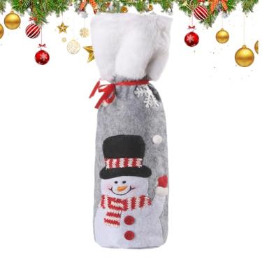 Imagem de Saco Para Garrafa De Vinho De Natal - Decoração De Natal Reutilizável Com Cordão | Capas Para Garrafas De Vinho Festivas | Para Casamento Aniversário Festa Ano Novo Reunião Familiar