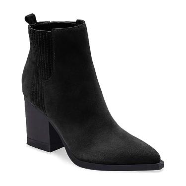 Imagem de Imily Bela Bota feminina elástica no tornozelo, bico fino, salto médio, bota de inverno, Preto, 9