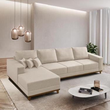Imagem de Sofá Fixo Com Chaise 3M Cronos Linho Com Molas Lado Esquerdo Meu Sofá 