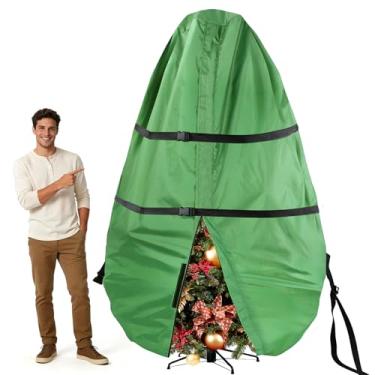 Imagem de Bolsa de armazenamento vertical para árvore de Natal de 2,5 m - mantém ornamentos em árvores artificiais, capa de árvore vertical Oxford espaçosa e leve com tiras de fivela e fundo elástico