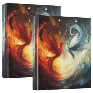 Imagem de Pastas grandes Phoenix Water and Fire com 3 anéis para prancheta resistente, pacote com 2 materiais escolares