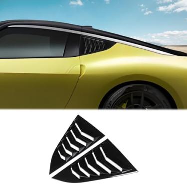 Imagem de TerIourfou Tampa de ventilação para janela traseira compatível com Nissan 400Z 2021-2025, capa de persiana de janela triangular traseira de carro ABS defletor de ar acessórios externos do carro (preto