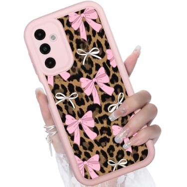 Imagem de CASBST Capa para Samsung Galaxy A14 5G, design de padrão criativo, capa de silicone líquido, moldura mais grossa à prova de choque e resistente a arranhões para Samsung A14 - laço rosa