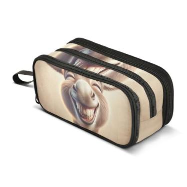 Imagem de TSENQUE Lindo estojo de lápis com zíper de burro rindo bolsa de lápis de armazenamento para meninos, bolsas de canetas, adolescentes, meninas, escritório, faculdade, ensino médio, material de