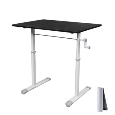 Imagem de Mesa Elevatória Manual com Altura Ajustável de 63 a 90cm - Escrivaninha de Tampo para Estudo com mouse pad, Trabalho, Escritório e Lazer,90 * 60cm preto