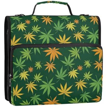 Imagem de Fichários de 3 anéis de 3 cm folhas resistentes com zíper verde fichário organizador de fichário com alça bolsa escolar impressão portfólio e estojo suporte de pasta de anel, 34,5 x 31,5 x 9 cm