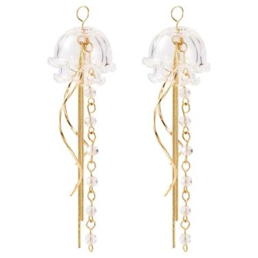 Imagem de Magibeads Berloques de flores de vidro com pingente de água-viva, pingentes, pingentes, pingentes de borla, para artesanato, faça você mesmo, sinos de vento, brincos, suprimentos para fabricação de