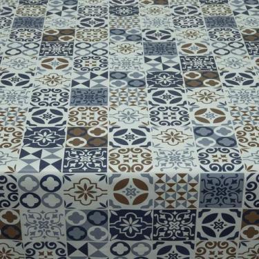 Imagem de Toalha De Mesa Térmica Pvc Azulejo Lisboa Azul 1,40 X 1,60 - Idealiza